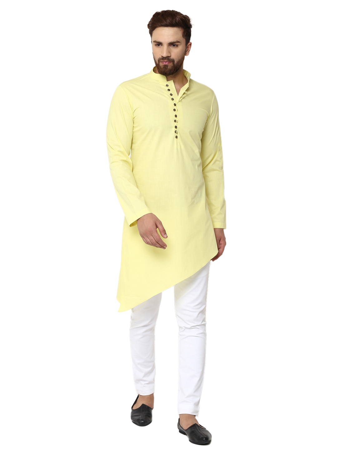 

See Designs Men Yellow & White Solid Kurta with Pyjamas