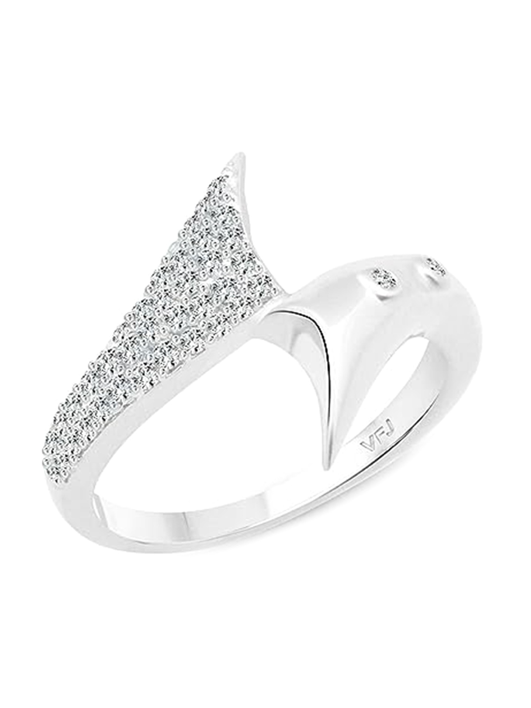 

Vighnaharta Rhodium-Plated CZ Stone Studded Ring, Silver