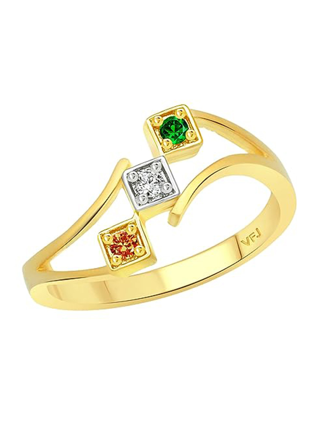 

Vighnaharta Gold-Plated Cubic Zirconia Studded Finger Ring