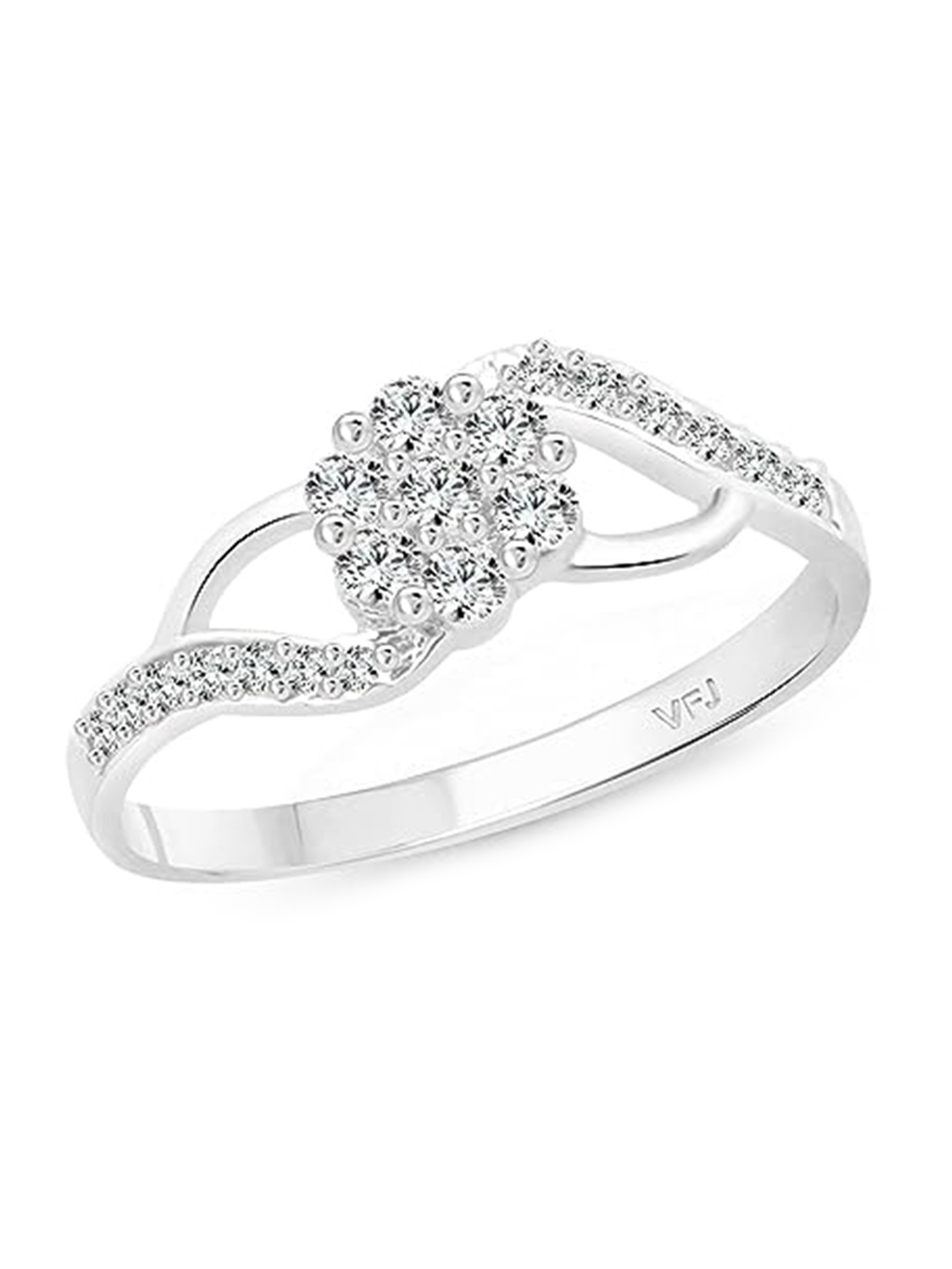 

Vighnaharta Rhodium-Plated Cubic Zirconia Studded Finger Ring, Silver