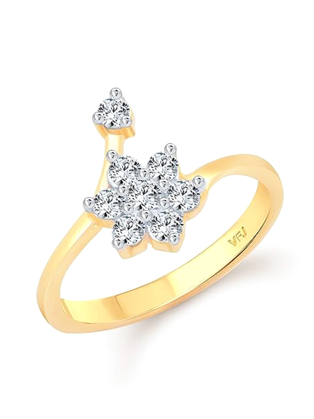 

Vighnaharta Gold-Plated Cubic ZirconiaStone Studded Ring