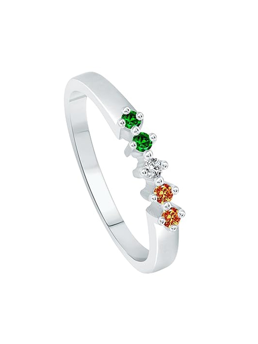 

Vighnaharta Rhodium-Plated Cubic Zirconia Studded Finger Ring, Silver