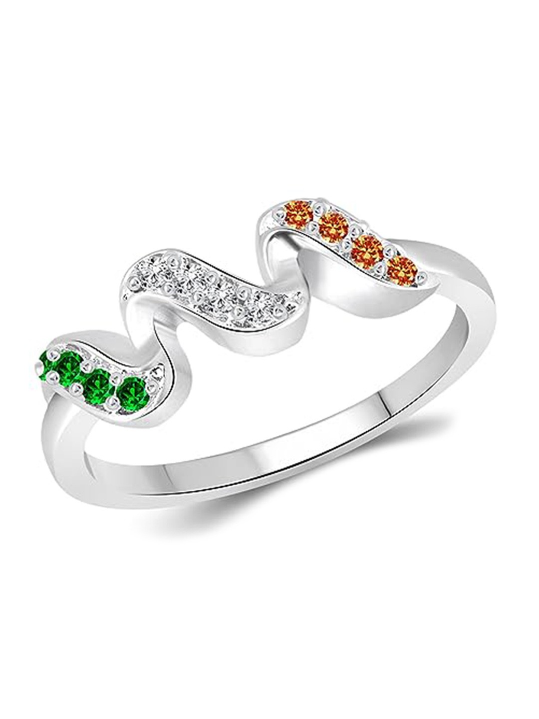 

Vighnaharta Rhodium-Plated Cubic Zirconia Studded Finger Ring, Silver