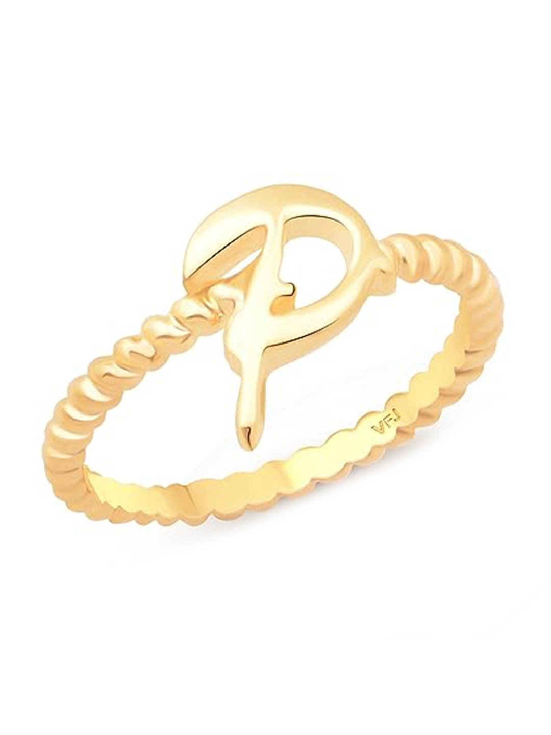 

Vighnaharta Gold-Plated P Letter Ring