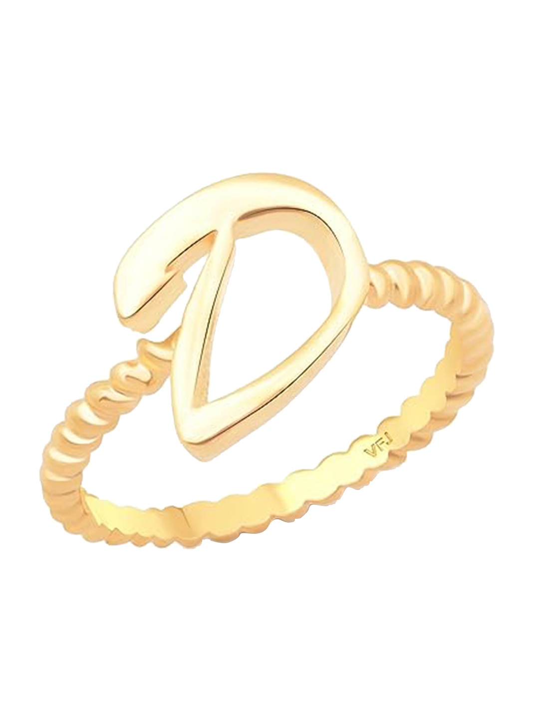 

Vighnaharta Gold-Plated Valentine Day Spiral Ring D Letter Finger Ring