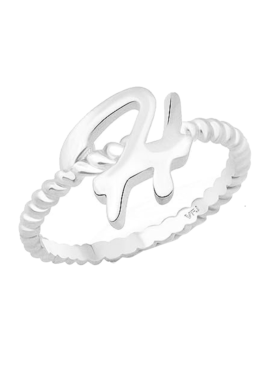 

Vighnaharta Rhodium-Plated Alphabet H Spiral Finger Ring, Silver