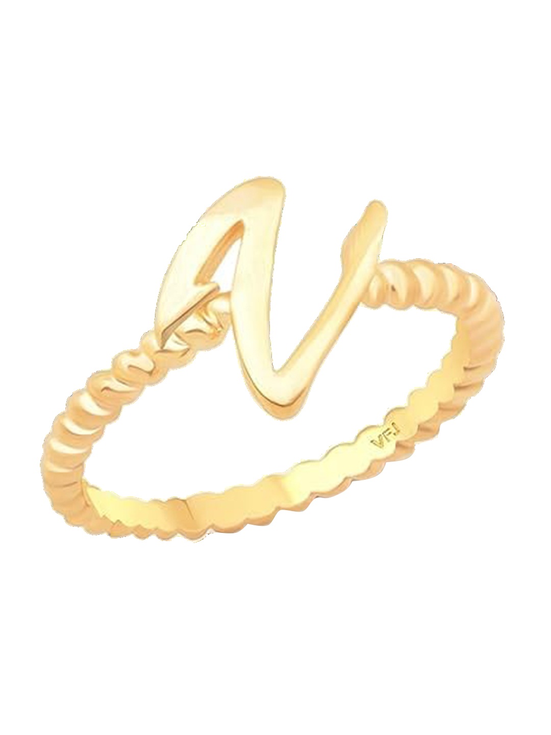 

Vighnaharta Gold-Plated V Letter Ring