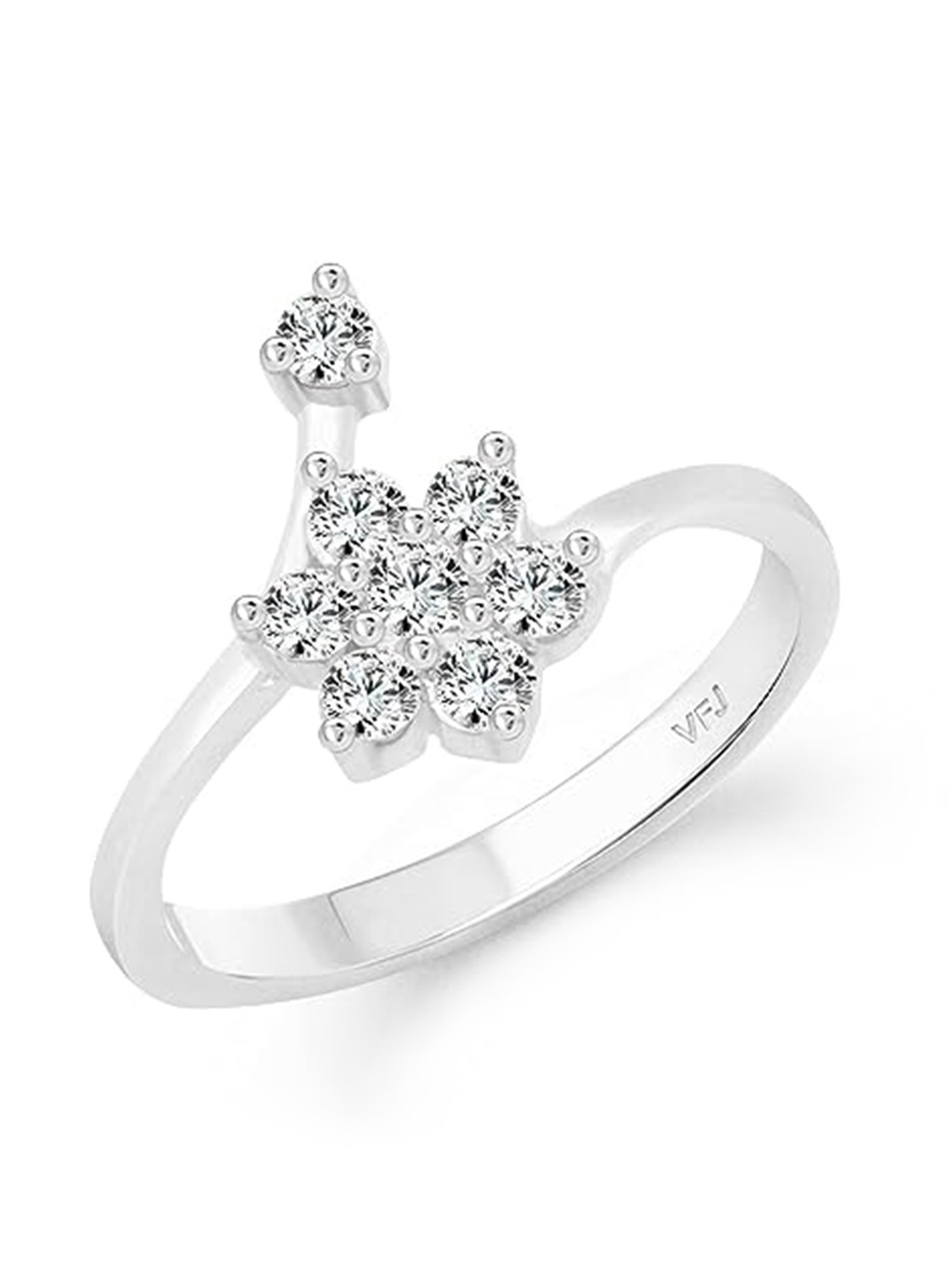 

Vighnaharta Rhodium-Plated CZ-Studded Finger Ring, Silver