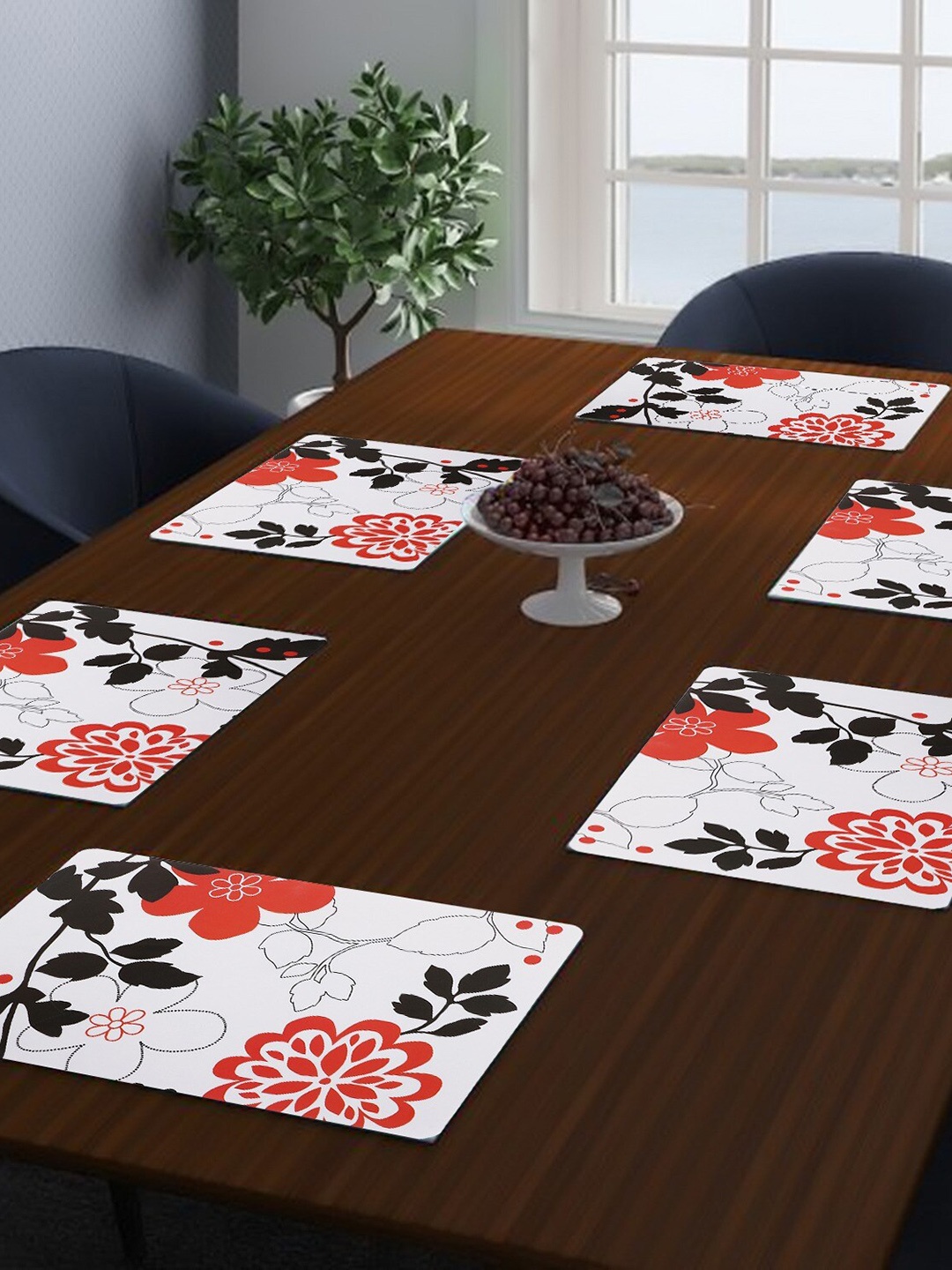 

Dakshya Industries Rectangle 6 Pieces Table Placemats, Red