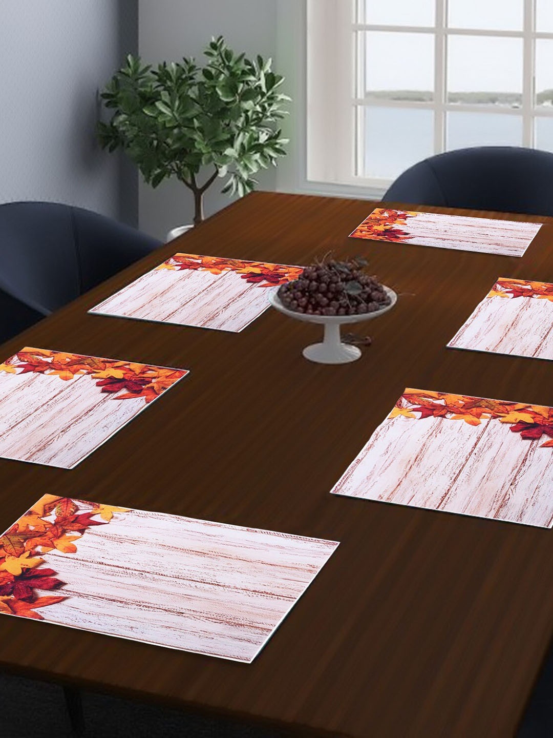 

Dakshya Industries Pink & Red 6 Pieces Floral Printed Rectangle Table Placemats