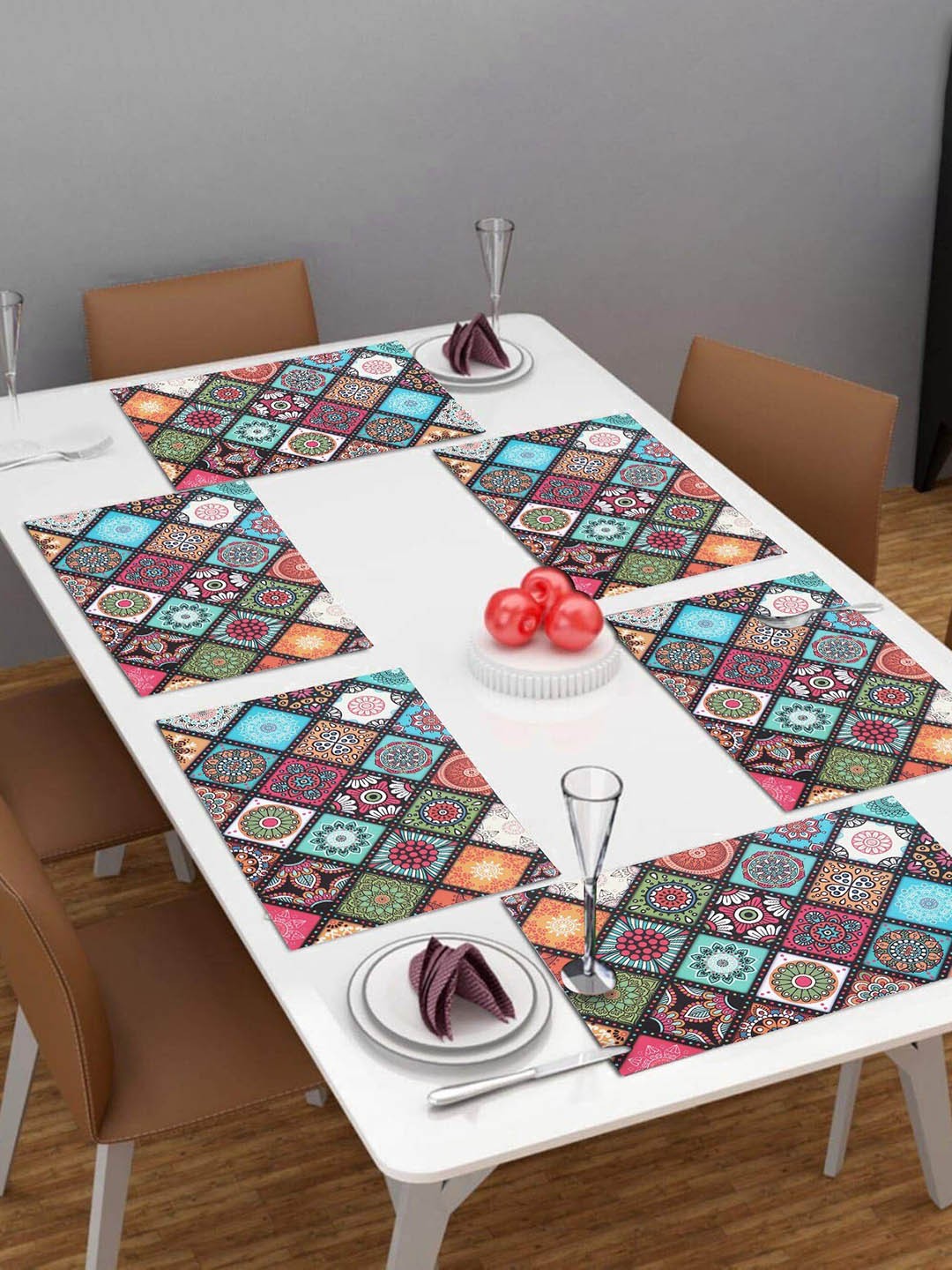 

Dakshya Industries Blue 6 Pieces Printed Rectangular Table Placemats
