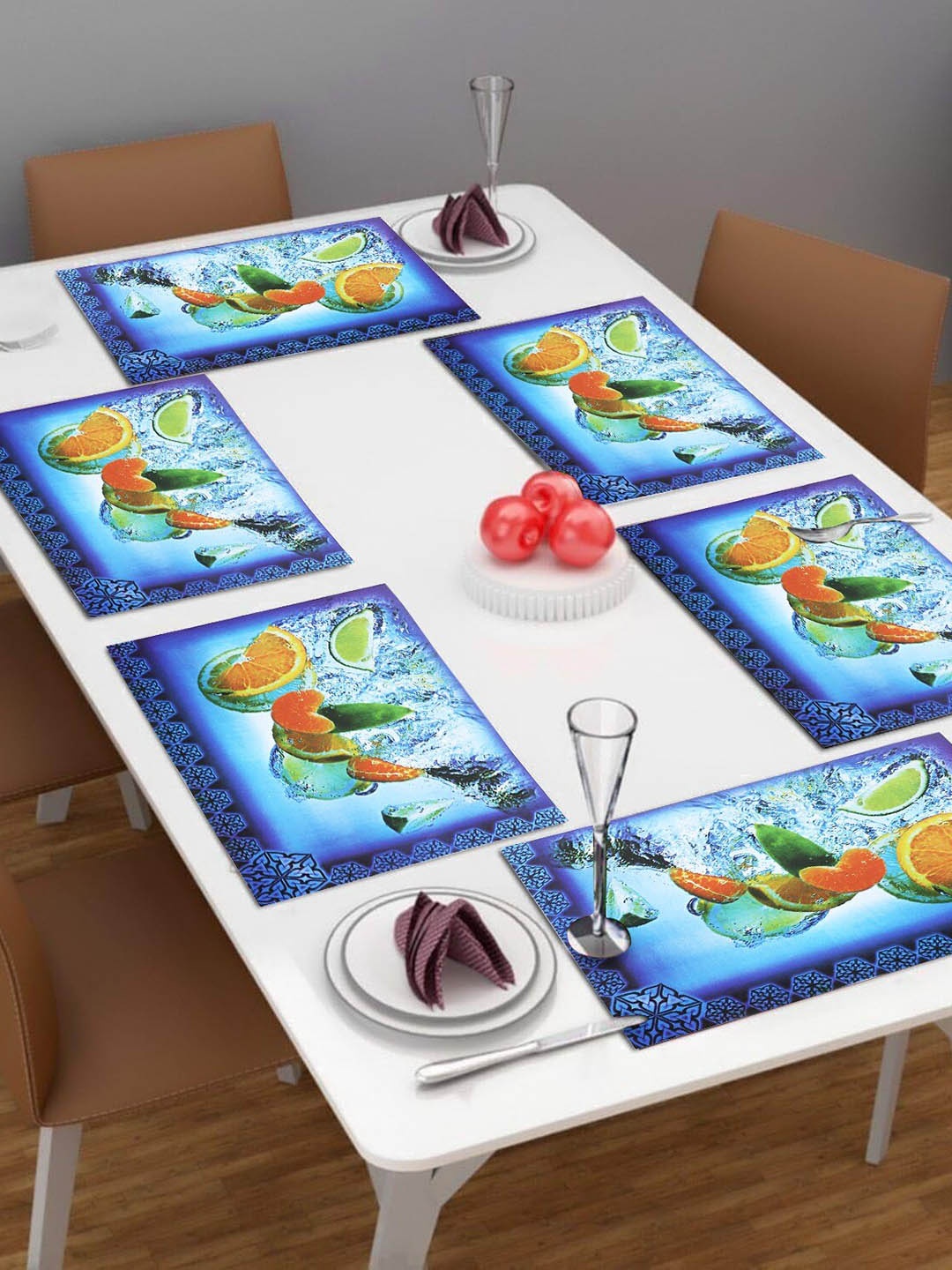 

Dakshya Industries Blue 6 Pieces Rectangular Table Placemats