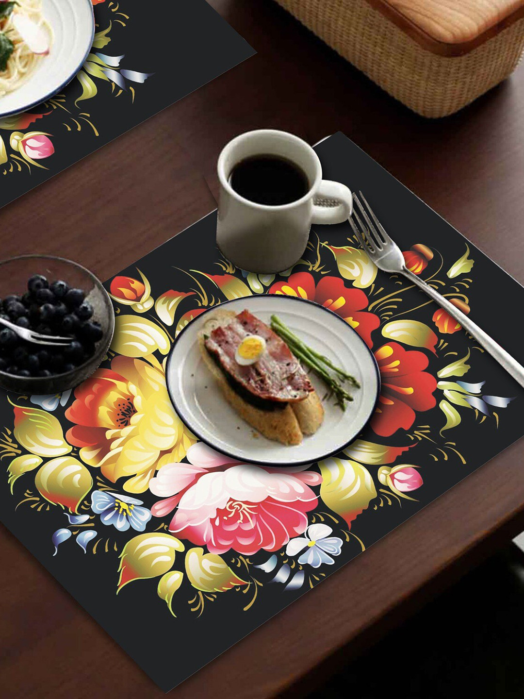 

Dakshya Industries Black & Red 6 Pieces Printed Rectangle Table Placemats