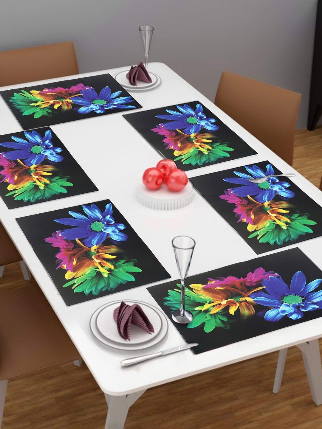 

Dakshya Industries Blue 6 Pieces Rectangular Table Placemats