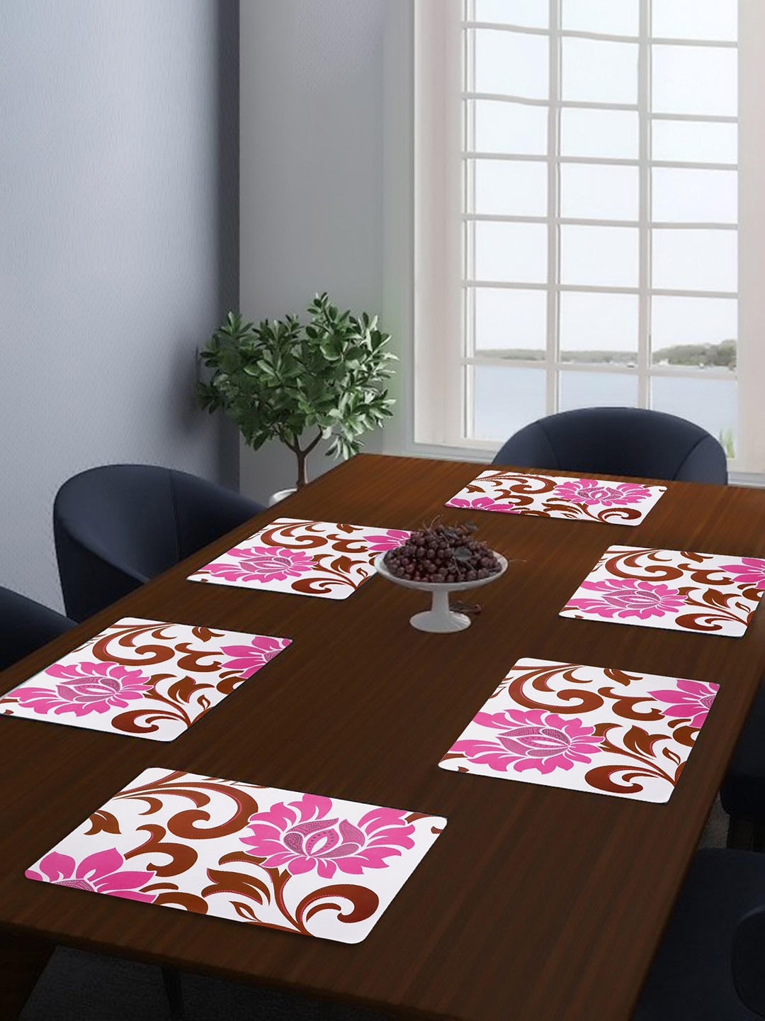 

Dakshya Industries Pink & White 6-Pieces Rectangular Table Placemats