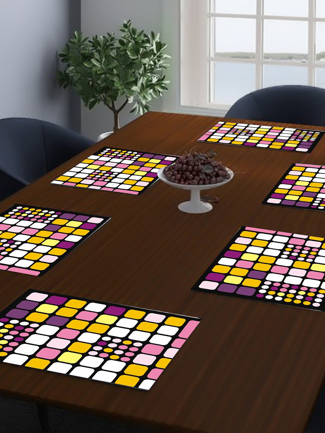 

Dakshya Industries Yellow & Pink 6-Pieces Printed Rectangle Table Placemats
