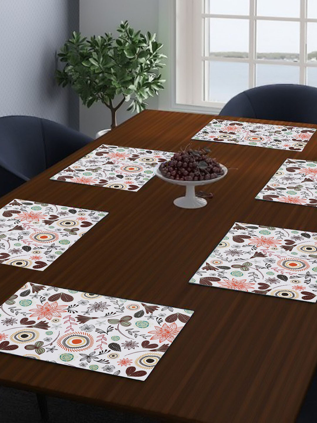 

Dakshya Industries Purple & Yellow 6-Pieces Floral Printed Rectangular Table Placemats