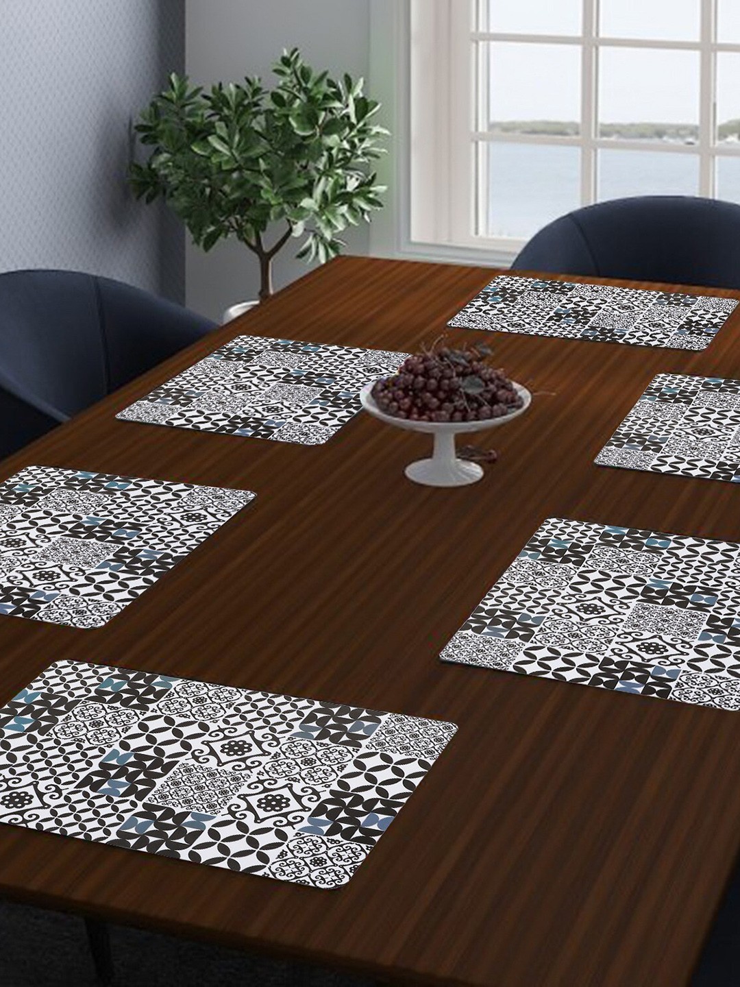 

Dakshya Industries Grey 6 Pieces Printed Rectangular Table Placemats