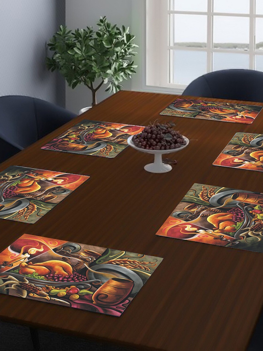 

Dakshya Industries Grey & Brown 6 Pieces Printed Rectangle Table Placemats