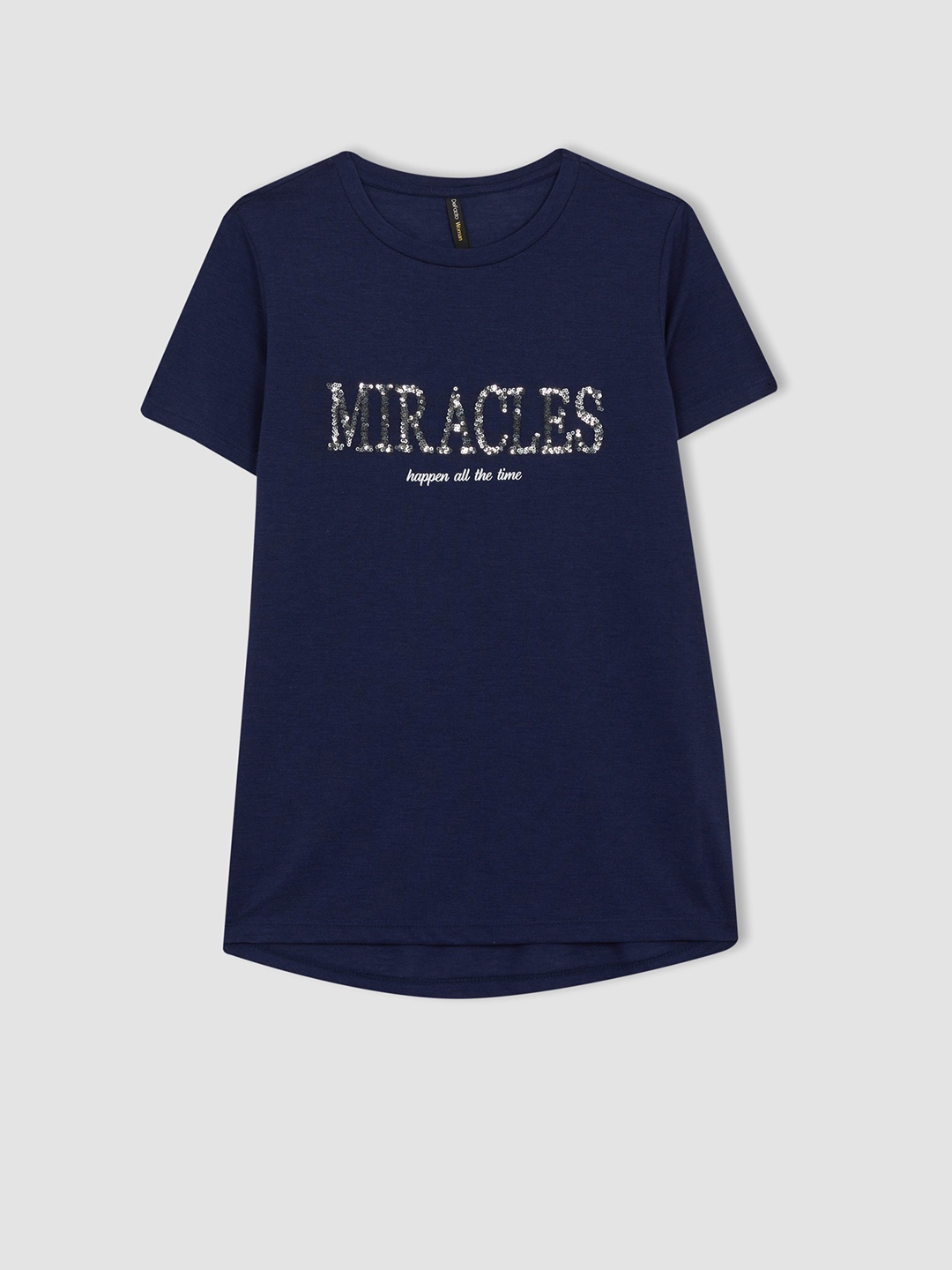 

DeFacto Typography Printed T-shirt, Navy blue