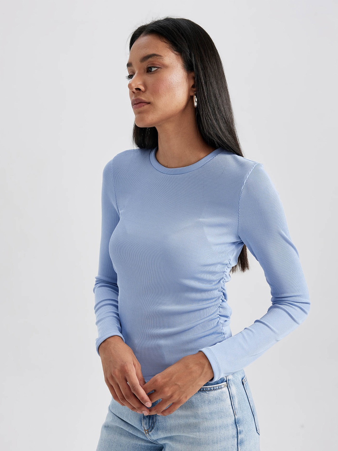

DeFacto Long Sleeves Fitted Top, Blue