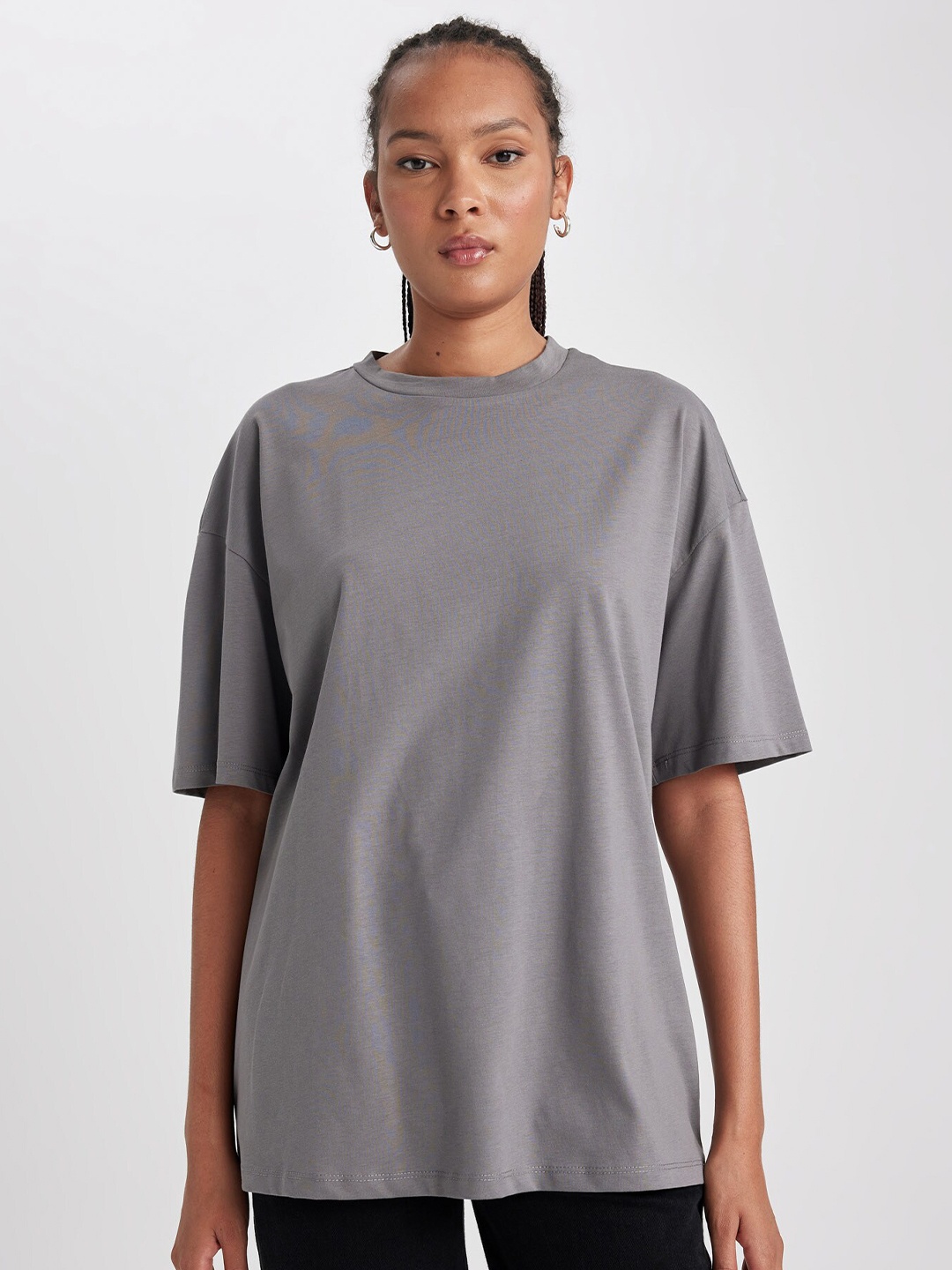 

DeFacto Drop Shoulder Pure Cotton T-shirt, Charcoal