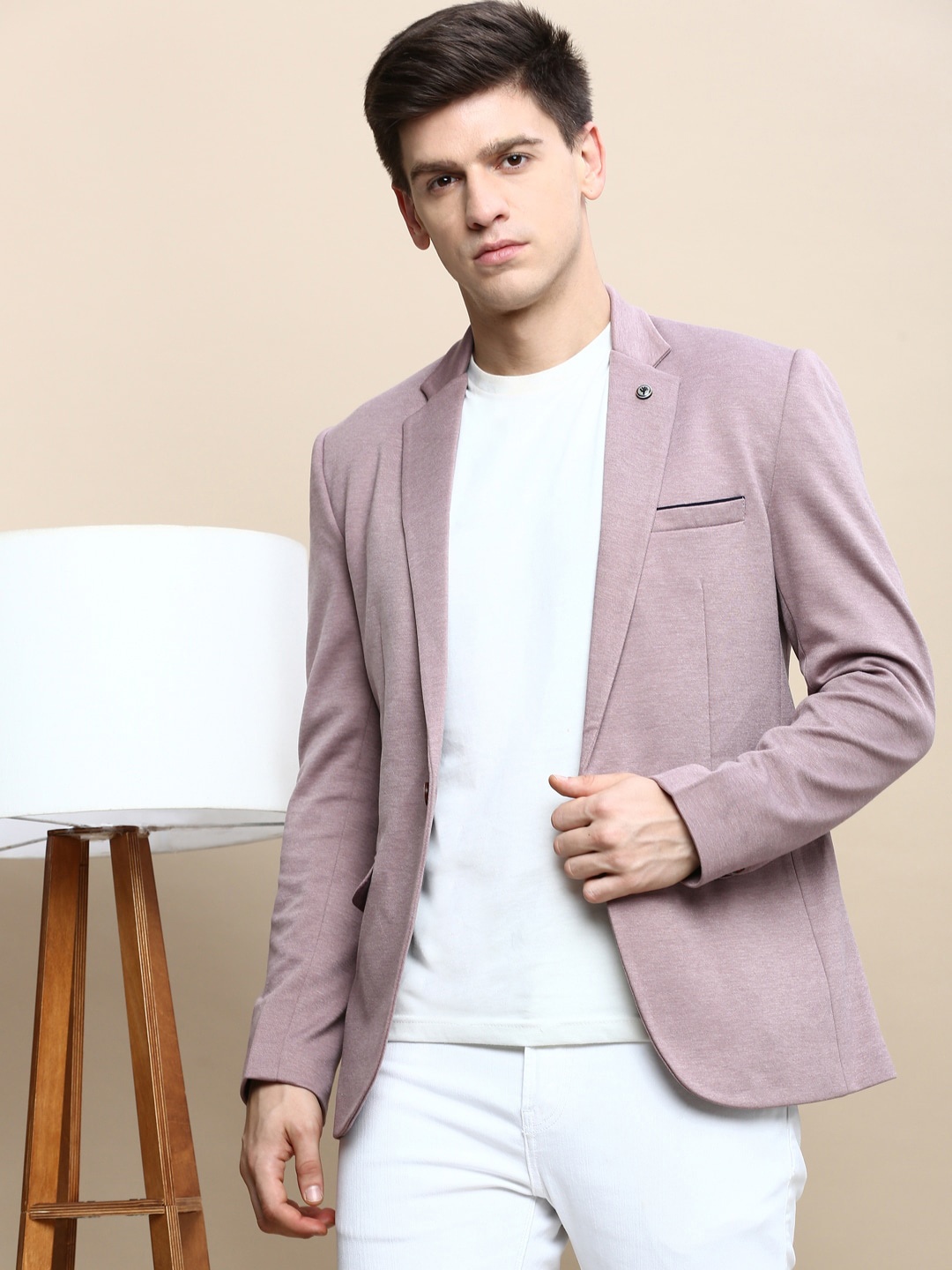 

SHOWOFF Notched Lapel Slim-Fit Single Breasted Blazer, Mauve