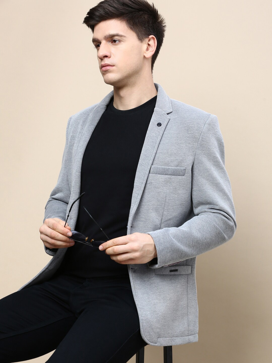 

SHOWOFF Slim-Fit Single Breasted Blazer, Grey