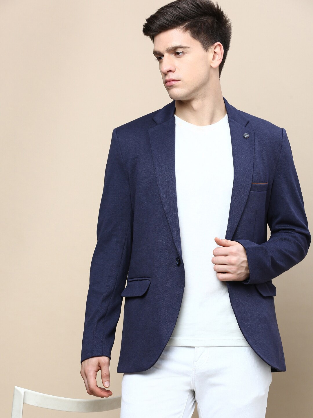 

SHOWOFF Slim-Fit Single Breasted Blazer, Navy blue