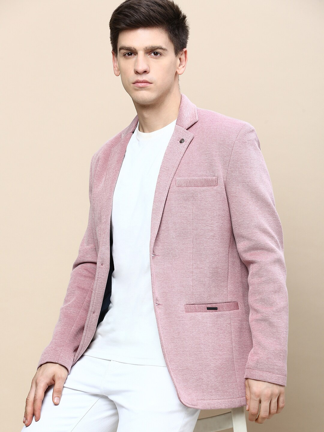 

SHOWOFF Slim-Fit Single Breasted Blazer, Mauve