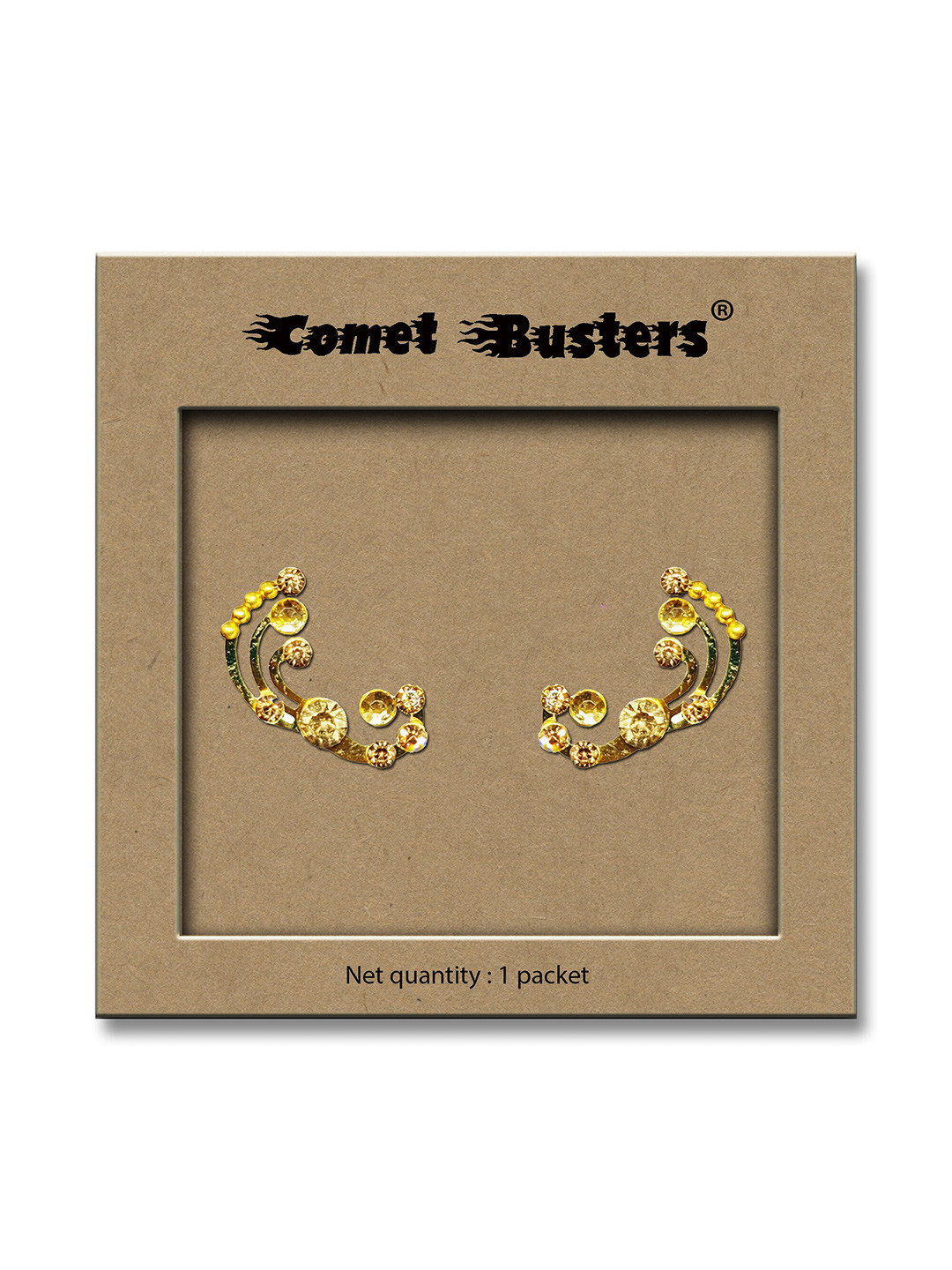 

Comet Busters 2 Pc Face Gems Rave Eyes Decoration Self Adhesive Eye Bindis, Gold
