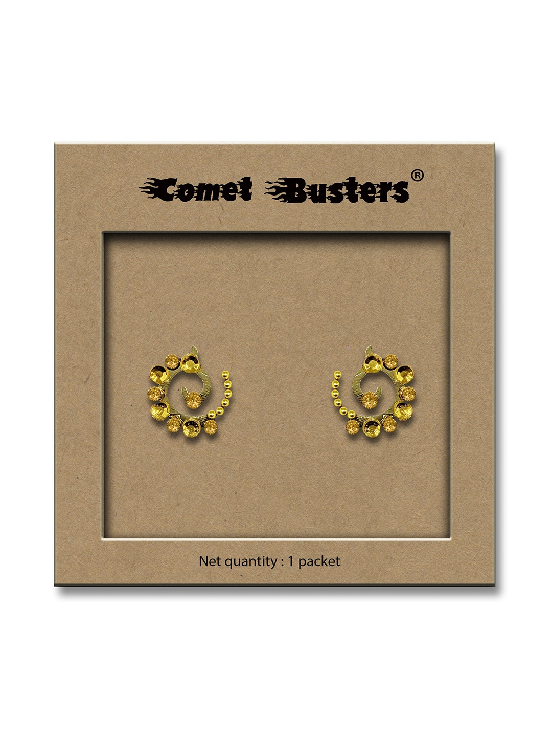 

Comet Busters Yellow Embellished Stickers for Eyes - 2 Pcs