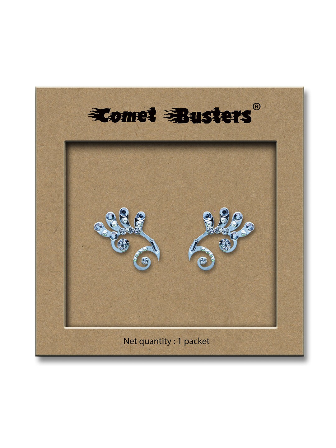 

Comet Busters 2 Pc Face Gems Rave Eyes Decoration Self Adhesive Eye Bindis, Silver