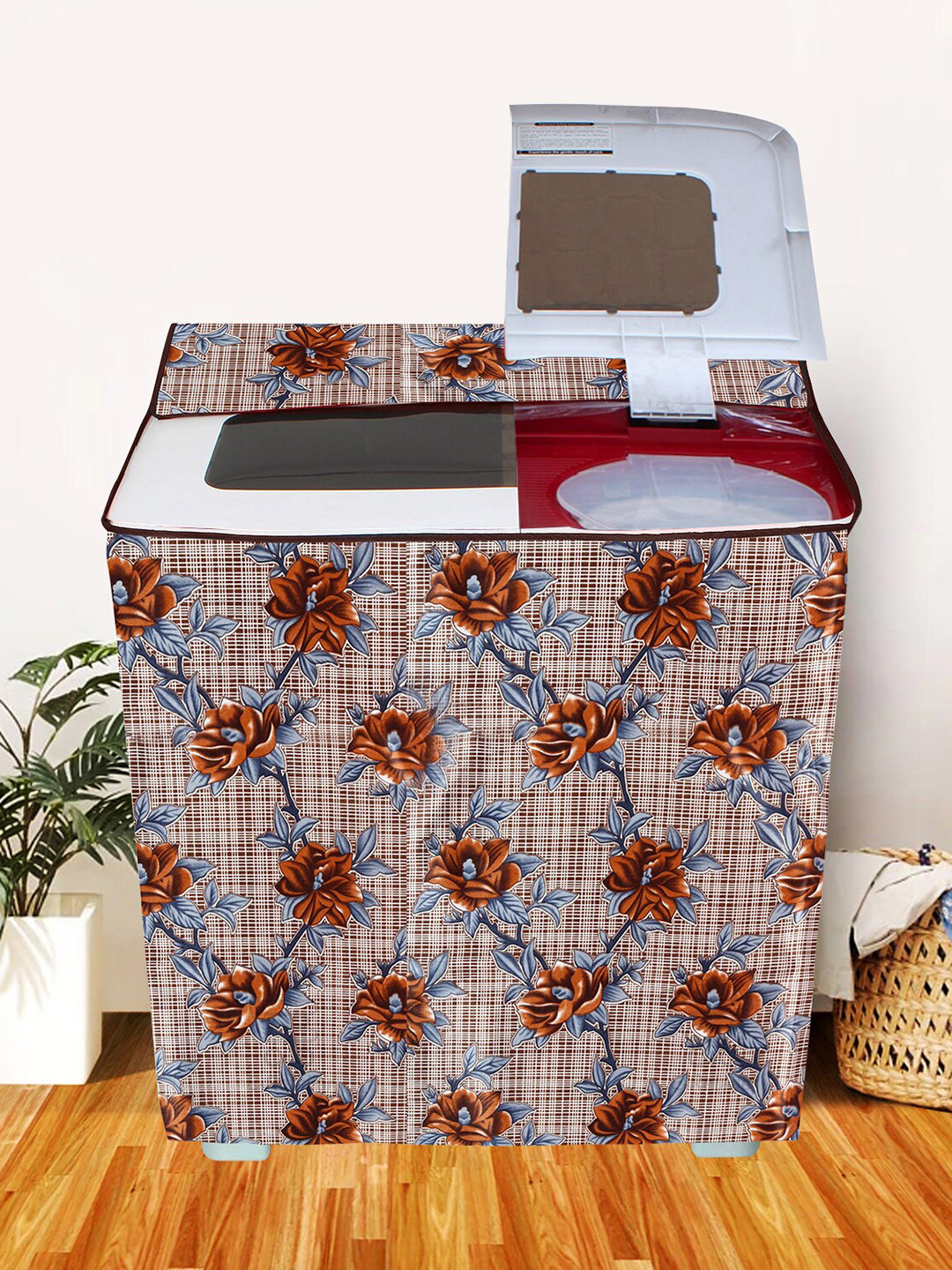 

E-Retailer Brown & Black Printed Washing Machine Cover