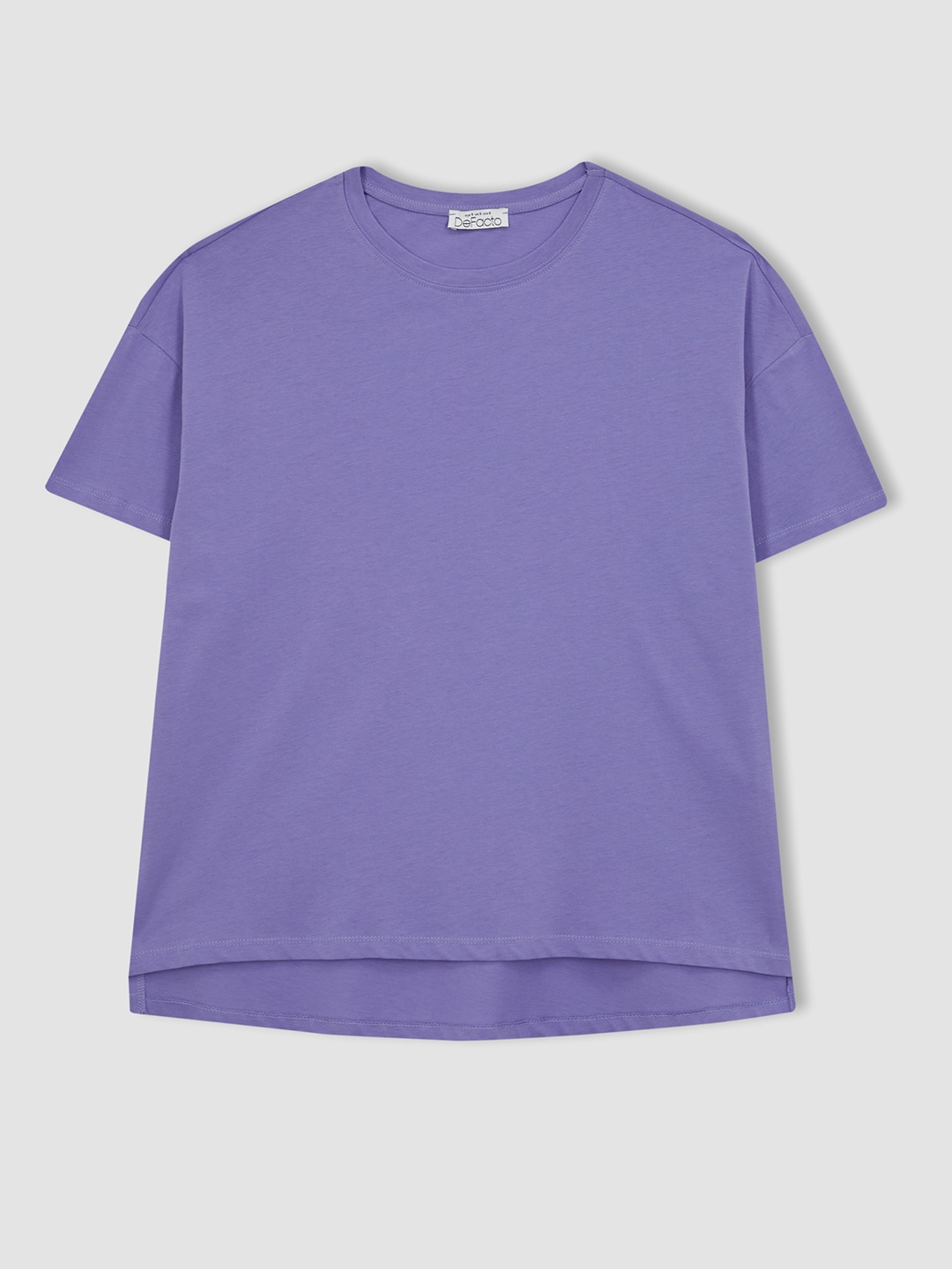 

DeFacto Round Neck Short Sleeves Cotton T-shirt, Lavender