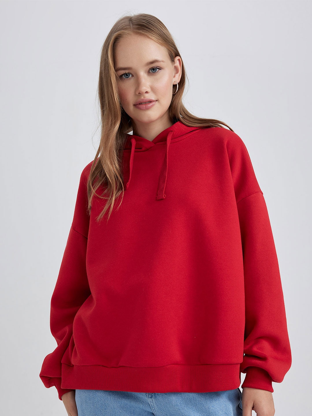

DeFacto Hooded Pullover Sweatshirt, Red