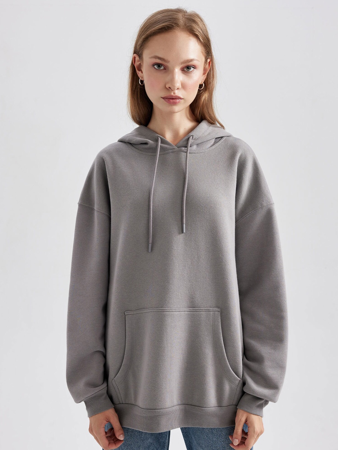 

DeFacto Hooded Pullover Sweatshirt, Grey