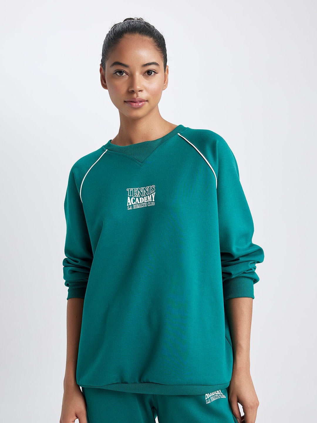 

DeFacto Printed Pullover Sweatshirt, Green