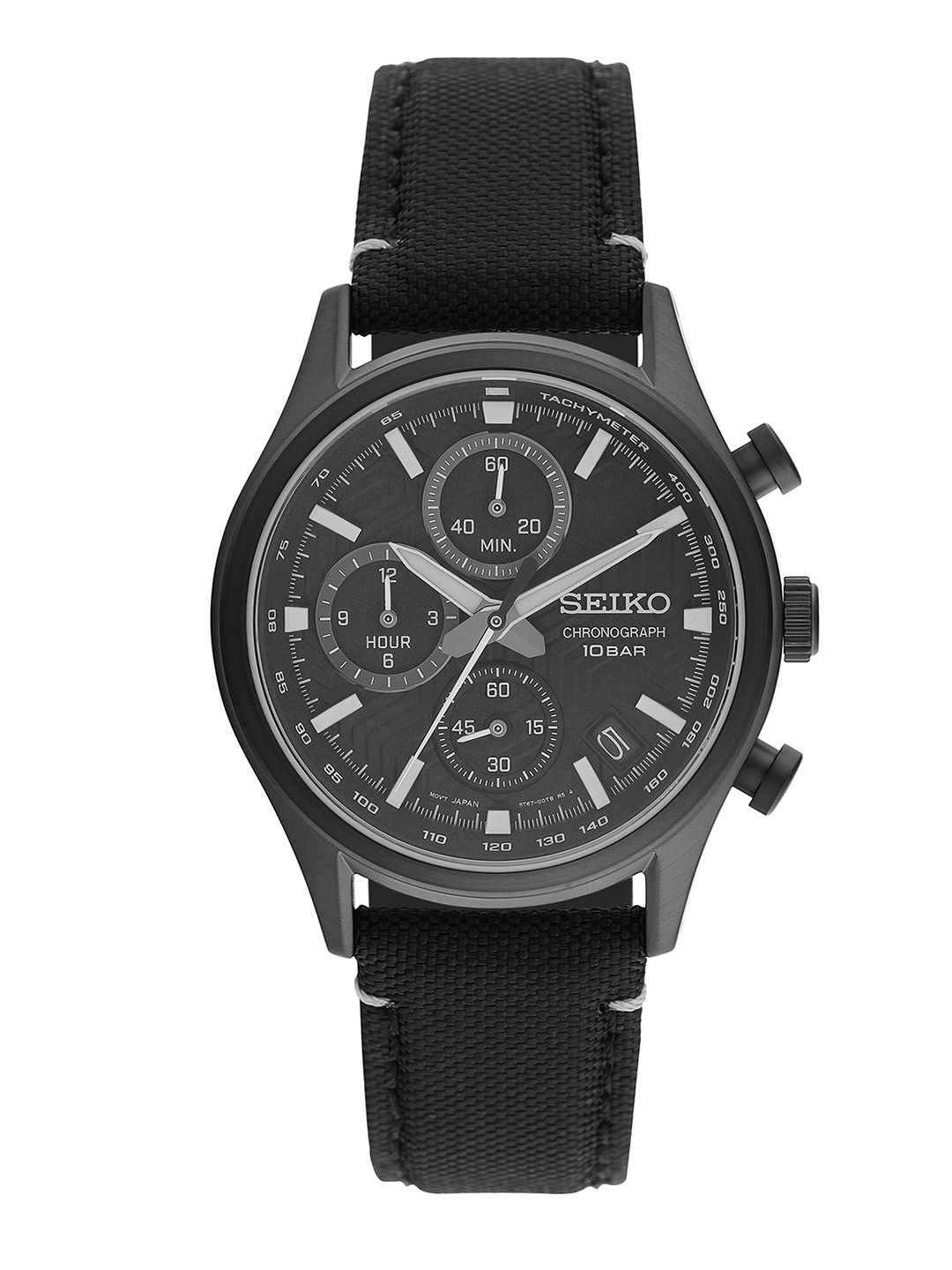 

SEIKO Men Leather Straps Analogue Automatic Motion Powered Chronograph Watch SSB421P1, Black