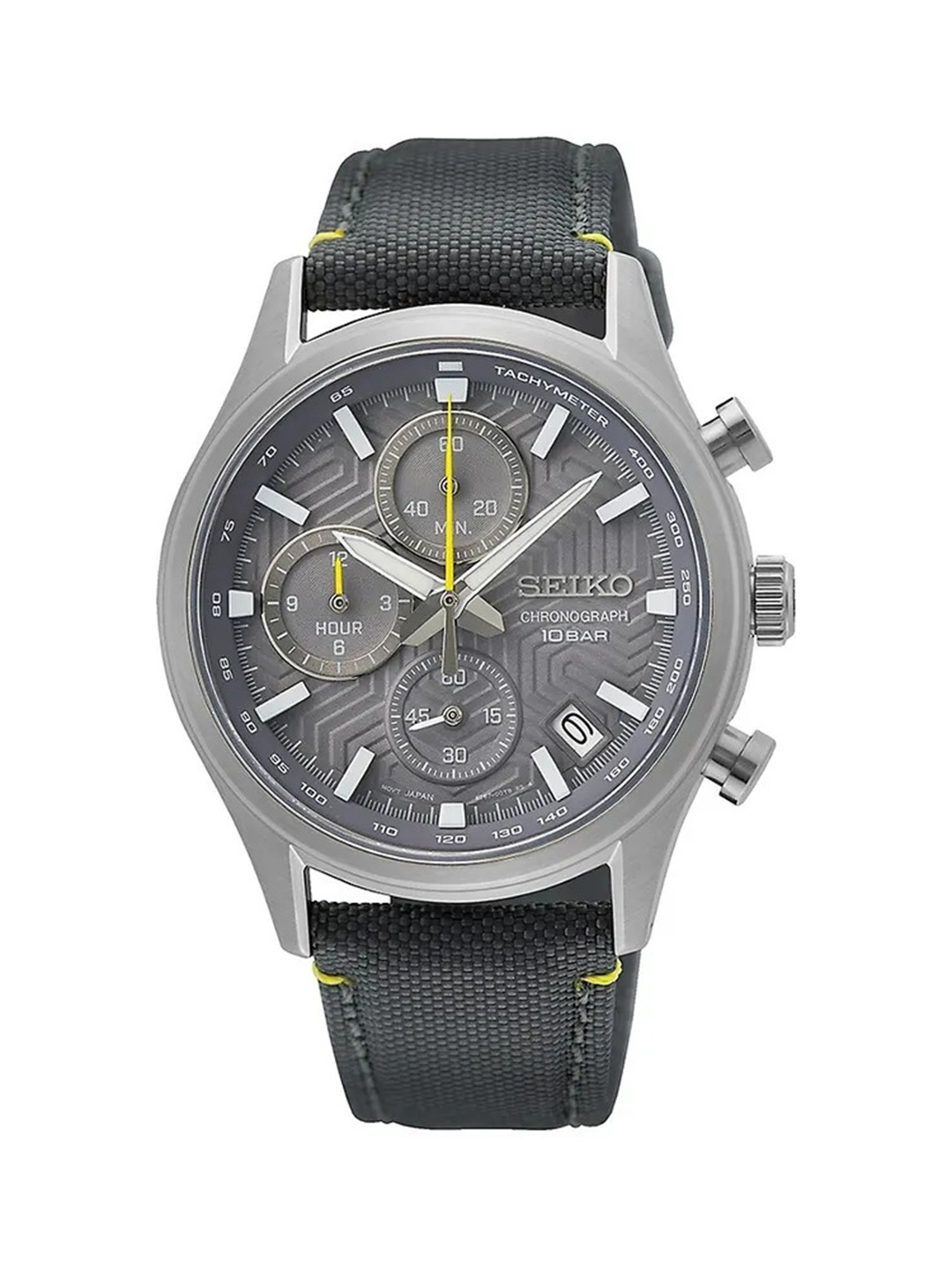 

SEIKO Men Textured Dial & Synthetic Straps Analogue Chronograph Watch SSB423P1, Grey