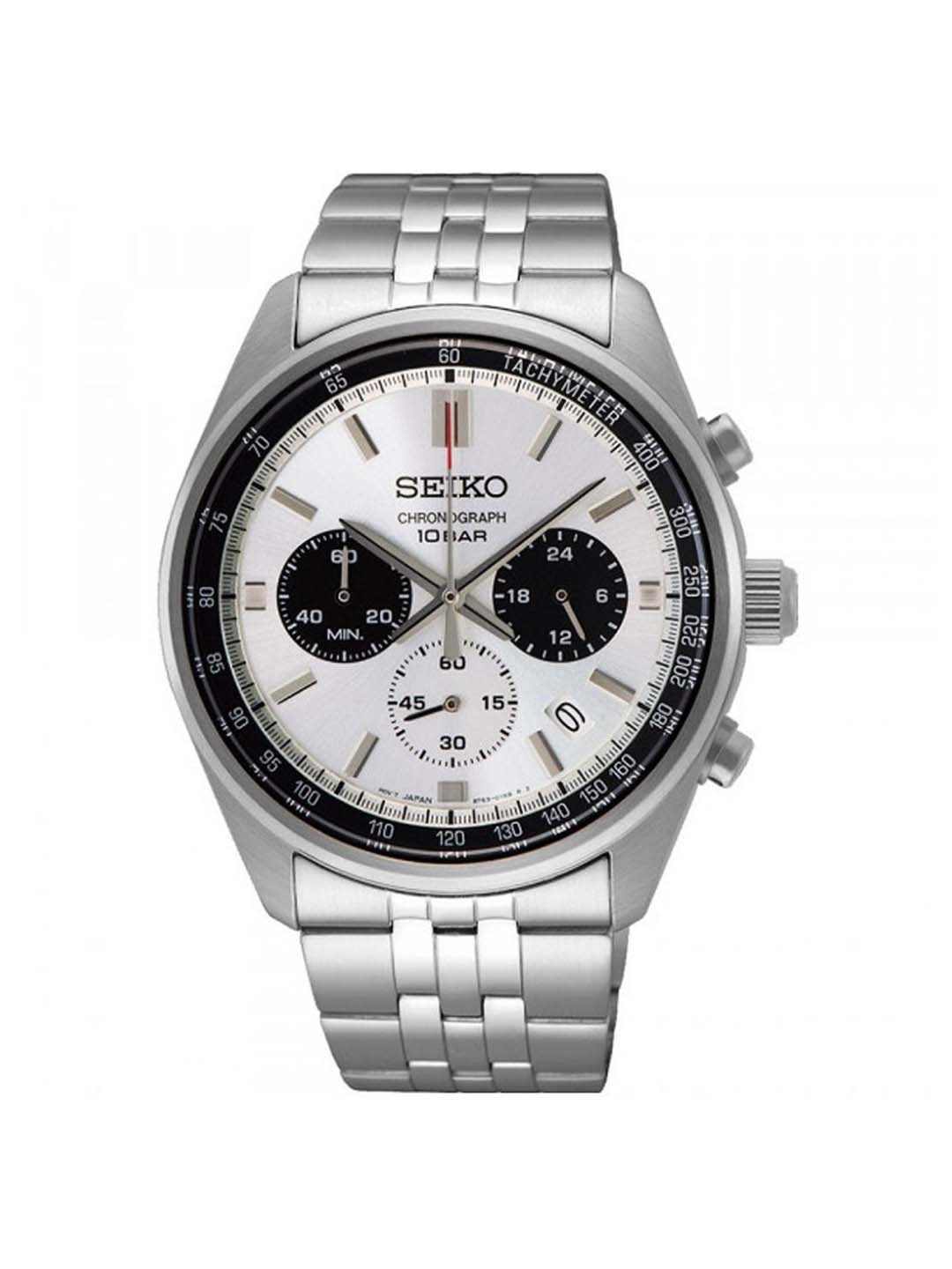 

SEIKO Men Stainless Steel Bracelet Style Straps Analogue Chronograph Watch SSB425P1, White