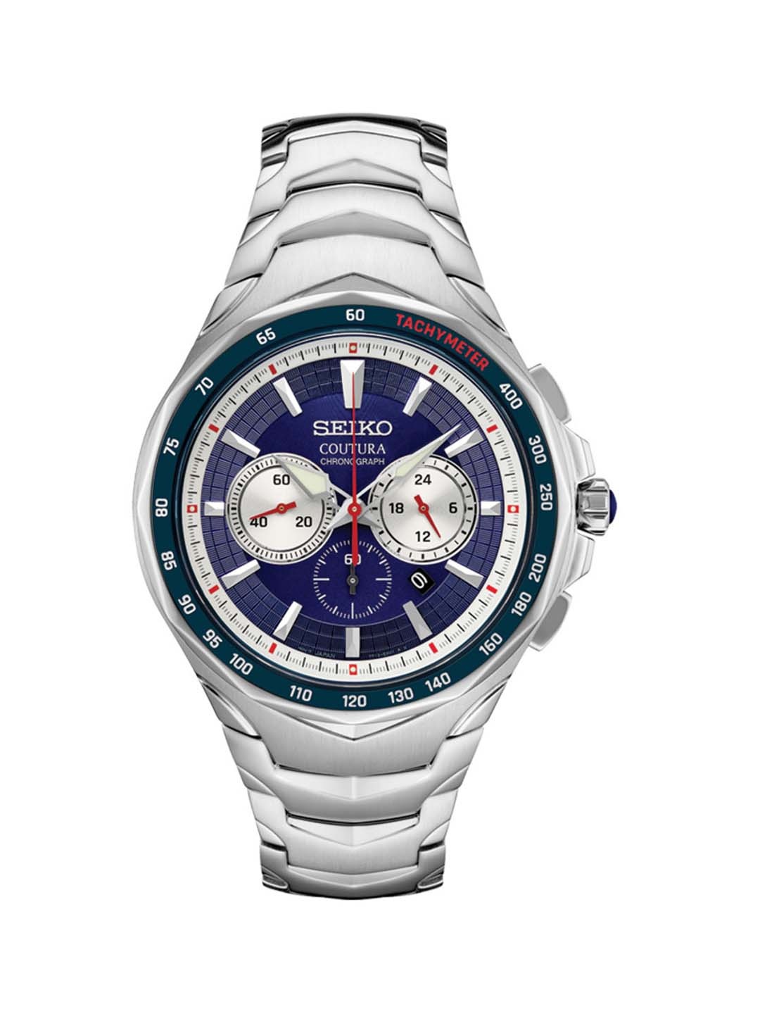 

SEIKO Men Stainless Steel Bracelet Style Straps Analogue Chronograph Watch SRWZ21P9-, Blue