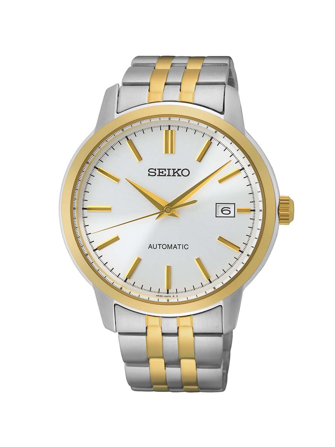 

SEIKO Men Stainless Steel Bracelet Style Straps Analogue Powered Watch, White