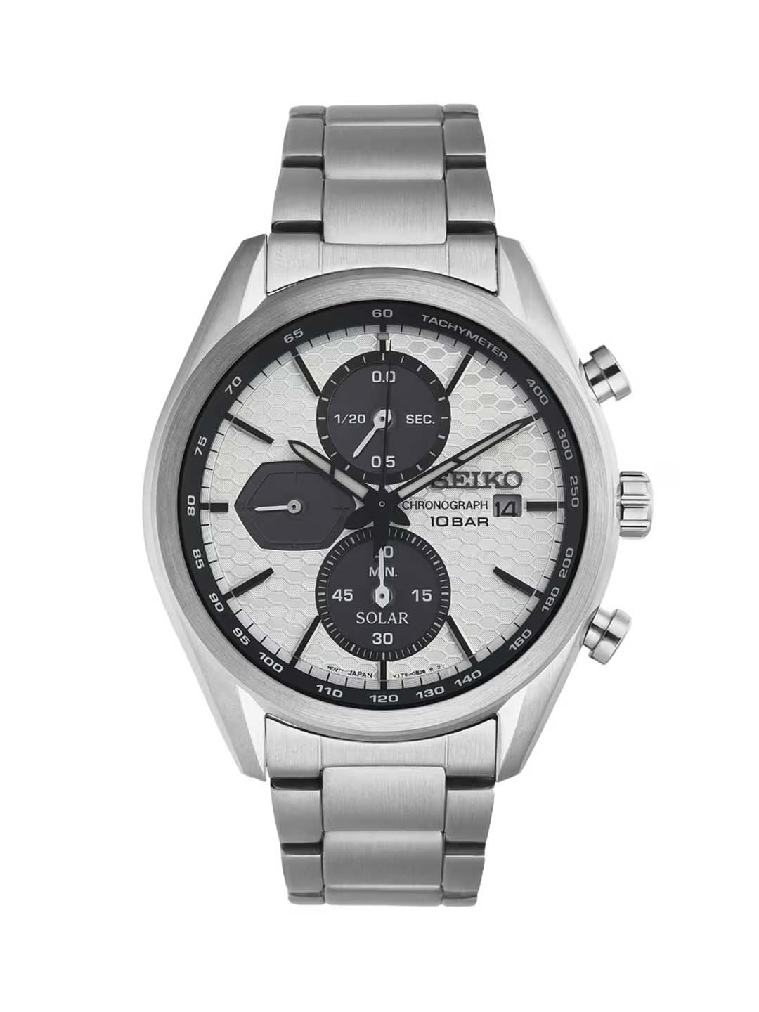 

SEIKO Men Embellished Dial & Stainless Steel Reset Time Analogue Powered Watch SSC769P1, White