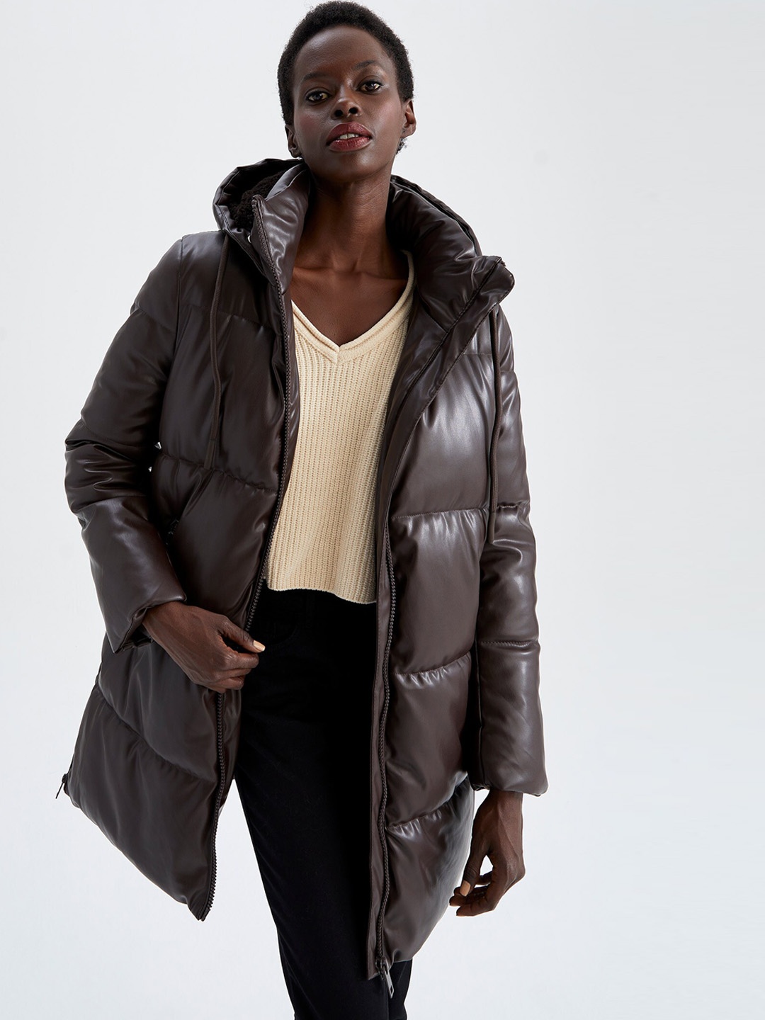 

DeFacto Hooded Longline Padded Jacket, Black