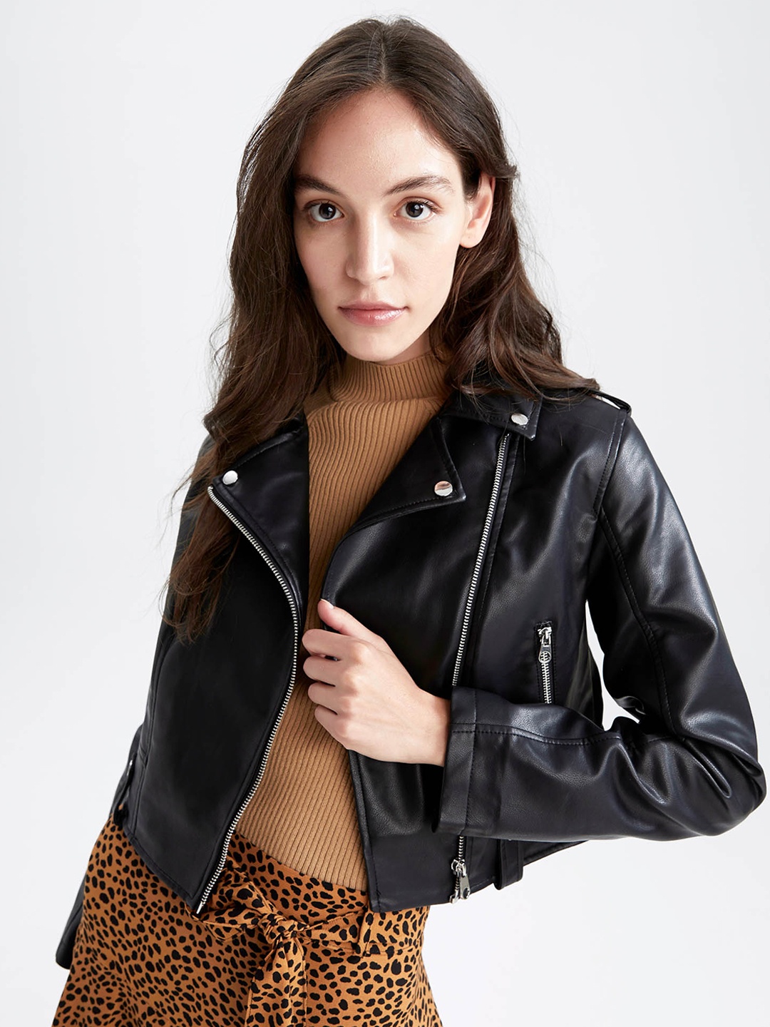

DeFacto Lapel Collar Biker Jacket, Na