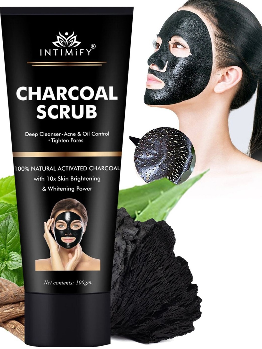 

INTIMIFY Charcoal Scrub Peel Off Mask - 100g, Black