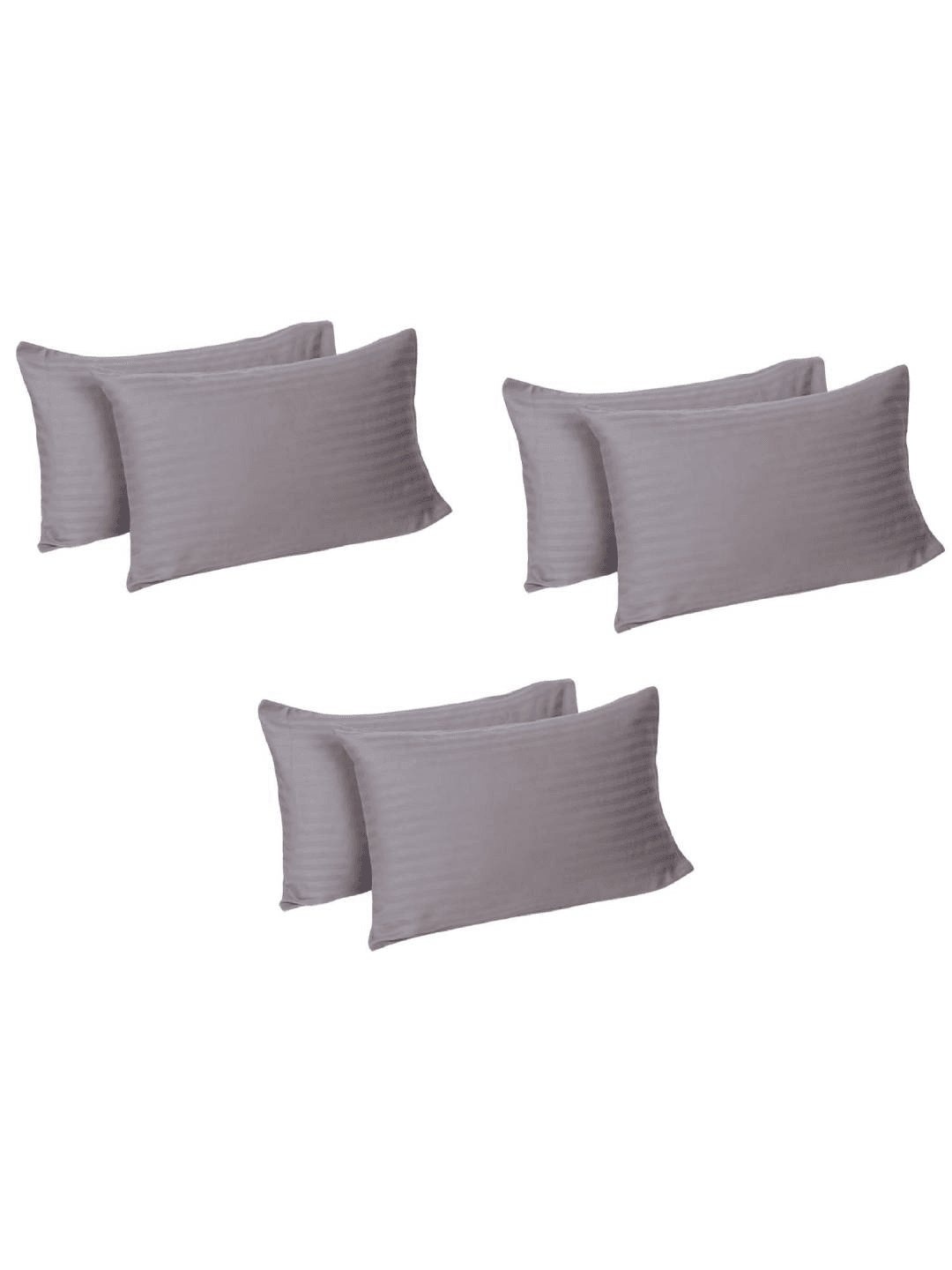 

Naksh Silver-Coloured 6 Pieces Striped Cotton 210 TC Pillow Covers