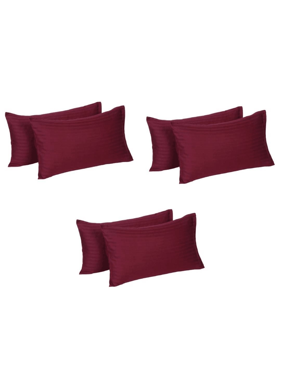 

Naksh Maroon 6 Pieces Striped Cotton 210 TC Pillow Covers