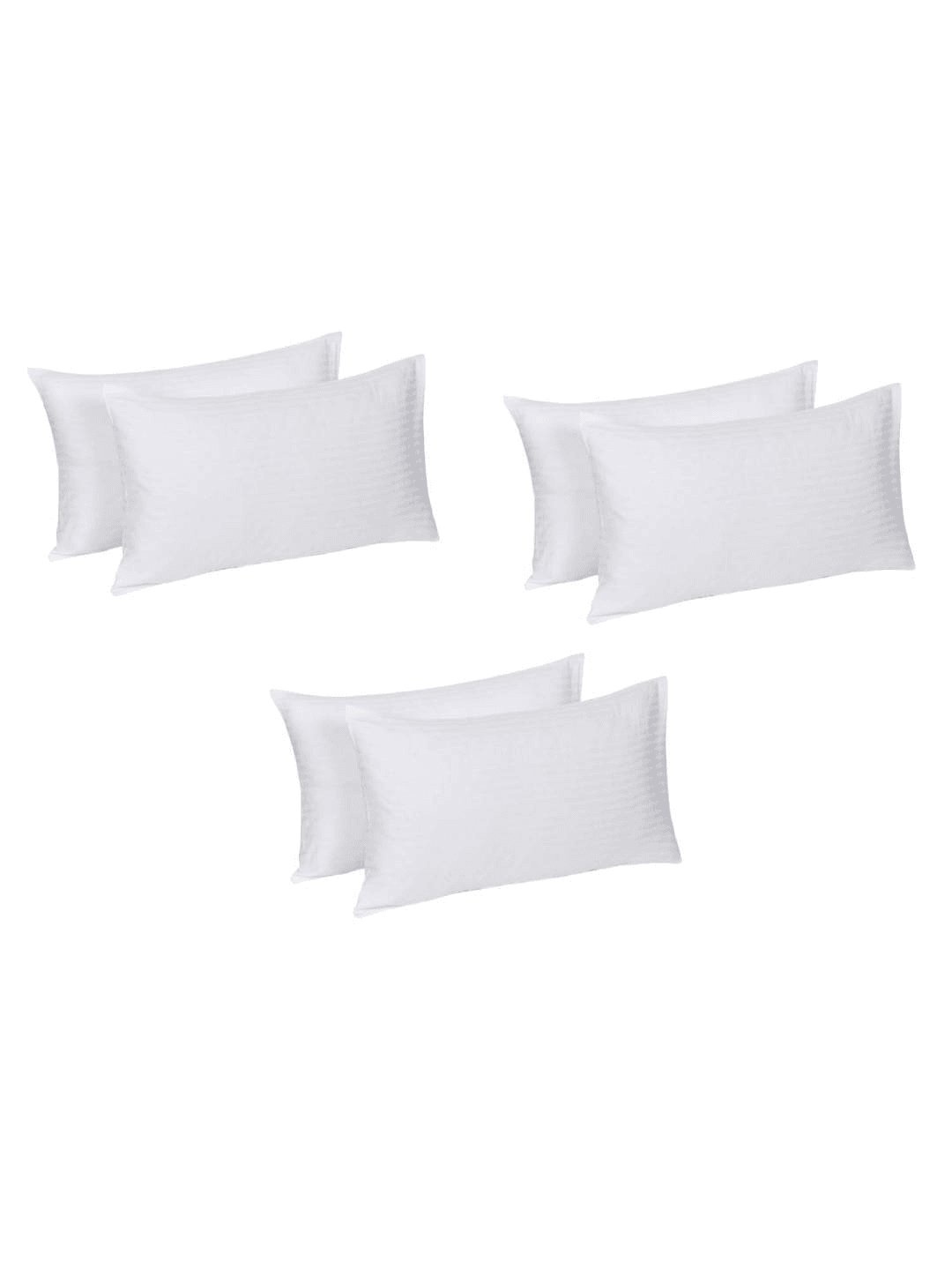 

Naksh White 6 Pieces Striped Cotton 210 TC Pillow Covers